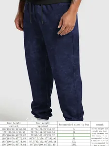 Tableau des tailles pour survêtement homme indiquant la taille et le poids recommandés