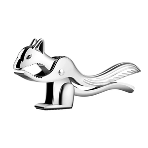 Squirrel-shaped zinc alloy nutcracker and sheller tool with ergonomic silver handle