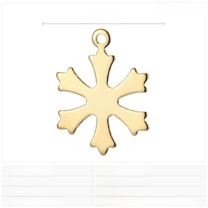 Detailed view of gold stainless steel snowflake pendant with 17mm size specifications