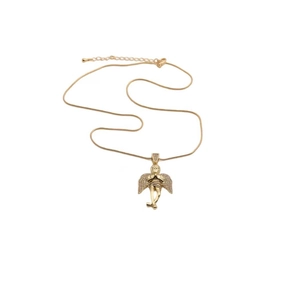 Gold-plated angel pendant necklace with sparkling zircon wings on a fine chain