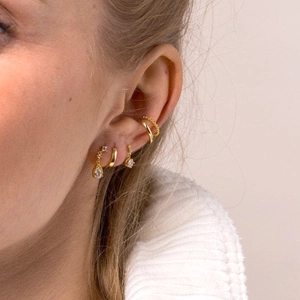 Elegant s925 silver needle gold waterdrop earrings set with sparkling zircon crystals