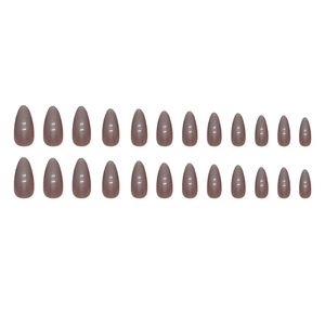 Glossy almond-shaped press-on nails in mauve purple finish with 24 pieces set
