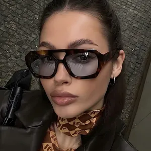 Chic oversized tortoise shell aviator sunglasses with gray gradient lenses for women