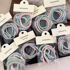 Woven Fabric Elastic Hair Ties Candy Color Ponytail Holder Braided Pattern For Women Girls