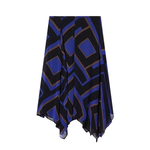 Gonna Midi In Chiffon Con Stampa Geometrica Da Donna Vita Alta Orlo Asimmetrico Irregolare Moda Streetwear