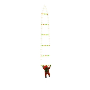 Detail of Christmas ladder climbing Santa doll with red and green rope for holiday decoration