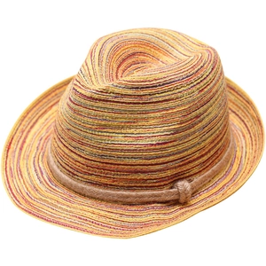 British style colorful striped straw hat for women with natural hemp rope decorative knot