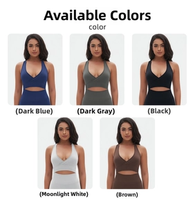 Body de yoga sans couture avec décolleté en V et découpe à la taille en cinq couleurs