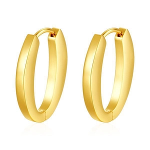 Elegant 18K gold plated chunky oval hoop earrings with high polish finish for women