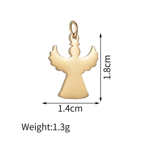 Pendentif ange en acier inoxydable 304 doré poli de dimensions 1,8 cm x 1,4 cm