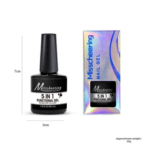5-in-1 functional nail gel bottle 7.5ml with holographic box packaging and dimensions