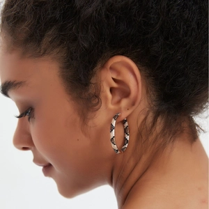 Fashion leopard print gold plated hoop earrings with micro-p镶 inlaid zircon crystals