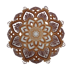 3D multilayered wooden mandala night light with intricate geometric patterns for yoga rooms