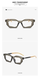 Macro detail of geometric grey frames and tortoise shell textured temples on sunglasses
