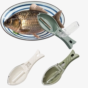 Fish Scale Scraper Plastic Scaler Remover Tool With Transparent Cover Fish Shaped Design For Kitchen Non-slip Handle