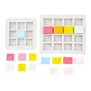 Ensemble de moules en silicone papillon et lapin avec carrés colorés en cire DIY