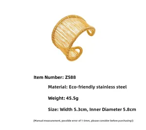 Spécifications de taille d'un bracelet manchette en acier inoxydable doré à l'or 18 carats