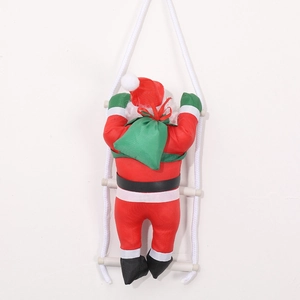 Babbo Natale rampicante da 25 cm su scala di corda per decorazioni natalizie