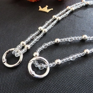 DIY silver bead and clear acrylic chain strap for phone cases and bags with metal buckles