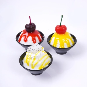 7cm artificial fruit smoothie bowl set with cherry and dragon fruit for display
