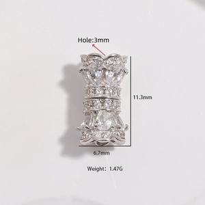 S925 silver waist bead connector with cubic zirconia for DIY necklace making