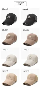 Grid view of breathable mesh baseball caps with 23 and D embroidery in four colors