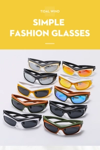 Multiple color options for Y2K style wrap-around sports sunglasses with tinted lenses