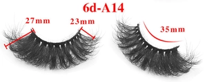 Detailed length guide for 6D messy Russian style eyelashes showing 27mm to 35mm sizes
