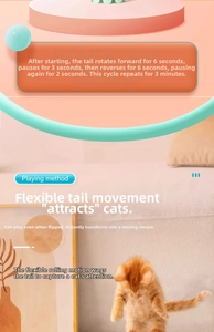 Interactive smart cat toy showing automatic rotation and flexible tail movement details