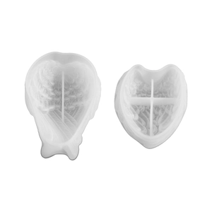 DIY silicone mold set for wing-shaped tray and heart-shaped candle holder resin casting
