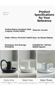 Dettaglio di portacandele minimalisti in ceramica nero opaco, bianco macchiato e argento