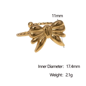 Minimalistischer 18k vergoldeter Edelstahlring mit Schleife und offener Ringschiene