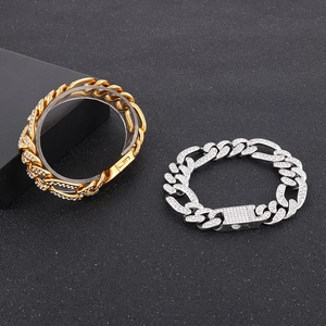 Herren 16mm Gliederkette mit Zirkonia-Besatz in Gold und Silber Ausführung