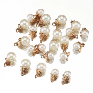 Mini Faux Artificial Pearl Charms Alloy Flower Base DIY Jewelry Findings For Necklace Bracelet Crafting Sweet Elegant Findings