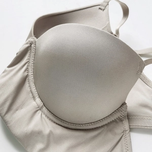 Seamless ice silk push-up bra for women with open back and fine vertical texture