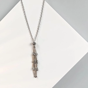 Silver industrial style bone-joint link pendant necklace made of high quality titanium steel