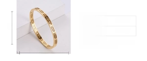 Detailed size specifications for gold plated stainless steel hollow geometric bangle