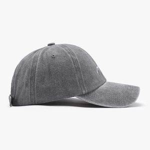 Gorra de béisbol gris oscuro lavado con bordado blanco en lona de algodón de alta calidad