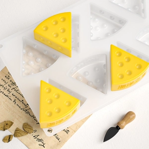Molde de silicona de 8 cavidades con forma de queso para tartas mousse y jabón artesanal