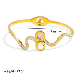 Gold plated titanium steel bangle with Roman numeral discs and sparkling crystals