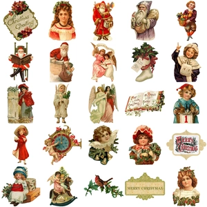 50 pieces of vintage Christmas stickers for luggage and laptops with Santa Claus motifs