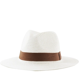 Classic Fedora Panama Hat 100% Paper Straw Sun Protection Wide Flat Brim Outdoor Summer Beach Jazz For Men