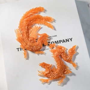 Durchscheinende orangefarbene Silikonformen Drache und Phönix für Hochzeitstorten Deko