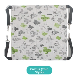 Detail of thin pet hammock with cactus pattern, durable nylon straps and metal hooks