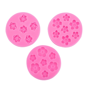 Set van 3 roze siliconen bloemenmallen voor taartdecoratie en DIY-knutselprojecten