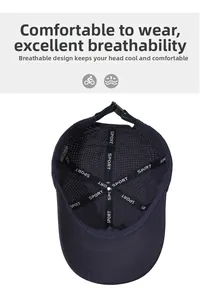 Detailed inner view of breathable mesh baseball cap with SPORT logo reinforcement