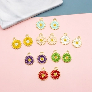 Colorful daisy alloy charms for DIY jewelry making featuring various enamel flower colors