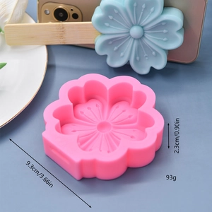 Pink sakura flower silicone mold for homemade ice cream and DIY crafts, 9.3cm diameter