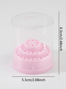 Detailansicht Nagelbohrer-Halter in Rosa mit Maßen 6,3cm Höhe und 5,3cm Breite