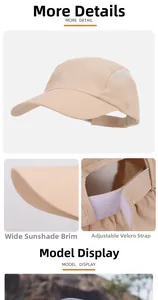 Detail of outdoor sun hat with breathable mesh panels and adjustable velcro strap back